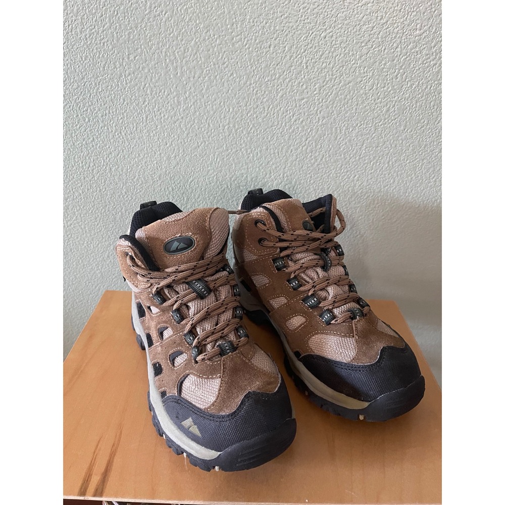 Outland Boy's Brown Black Waterproof Hiking Boots Suede Mesh Size 3 Used